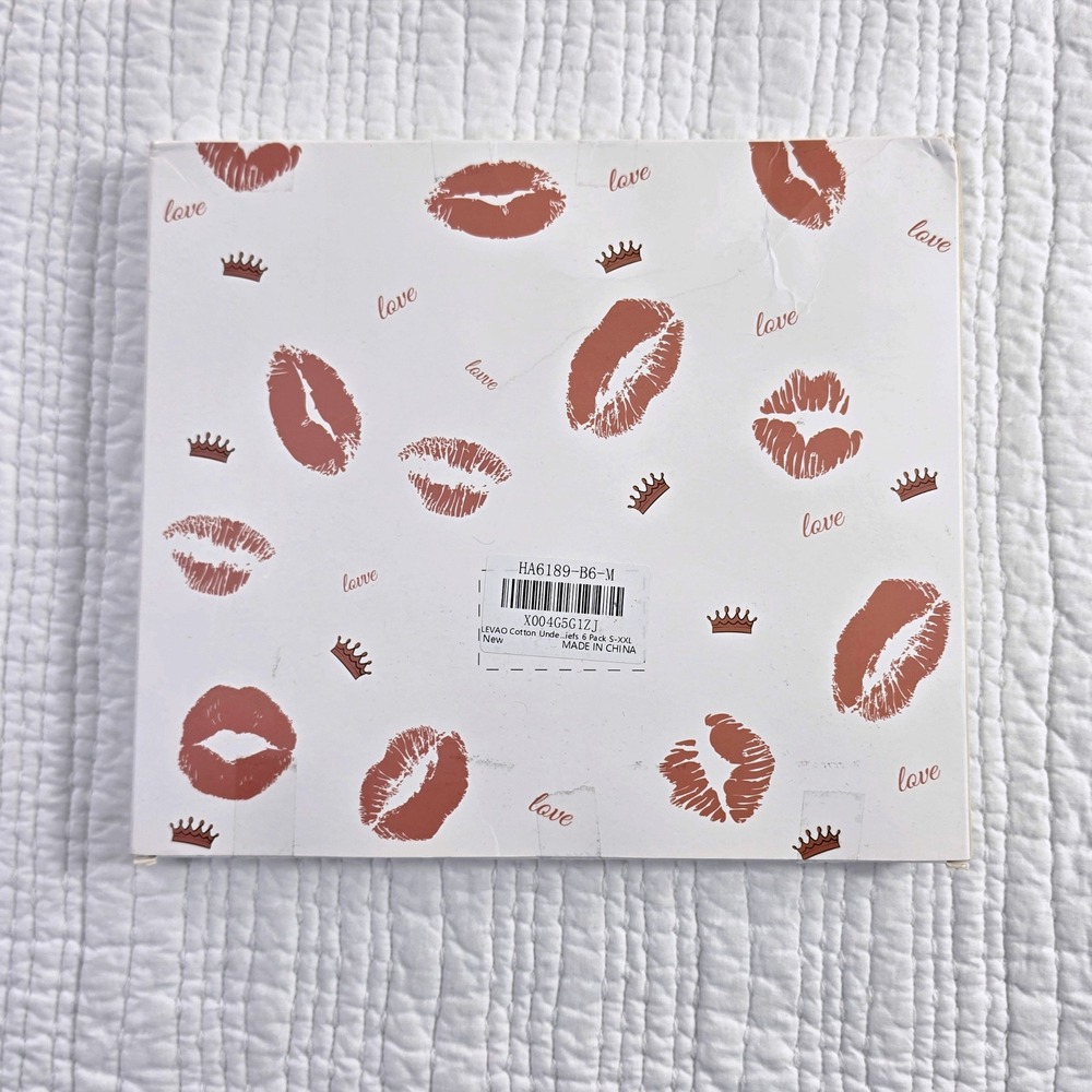 LEVAO Cotton Breathable Briefs 6 Pack Lip Print Underwear S-XXL Multicolor NWT